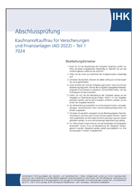 Kaufmann / Kauffrau fr Versicherungen und Finanzanlagen IHK-Abschlussprfung Teil 1 (AO 2022)  Frhjahr 2024